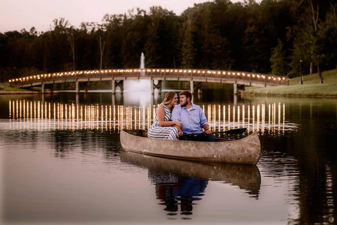 Engagement photo at the lake by bridgesandy creek farms springville tn wedding venue sandy creek farms